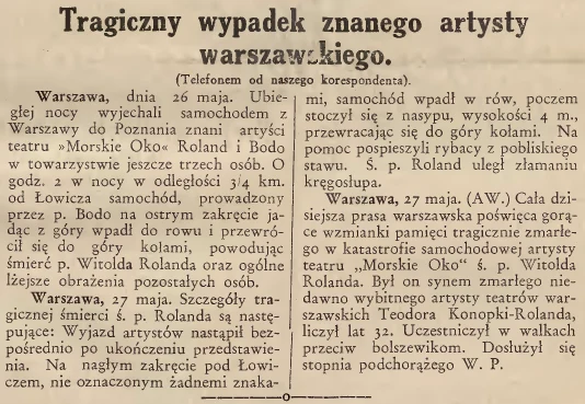 Notka o wypadku w "Gazecie Lwowskiej"