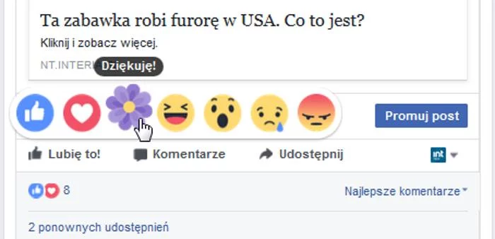 "Kwiatek" - reakcja wprowadzona przez Facebooka z okazji Dnia Matki