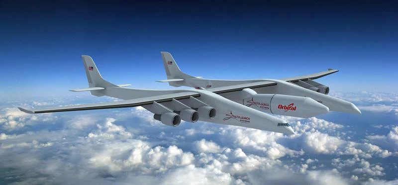 Stratolaunch - grafika przedstawiająca wygląd samolotu