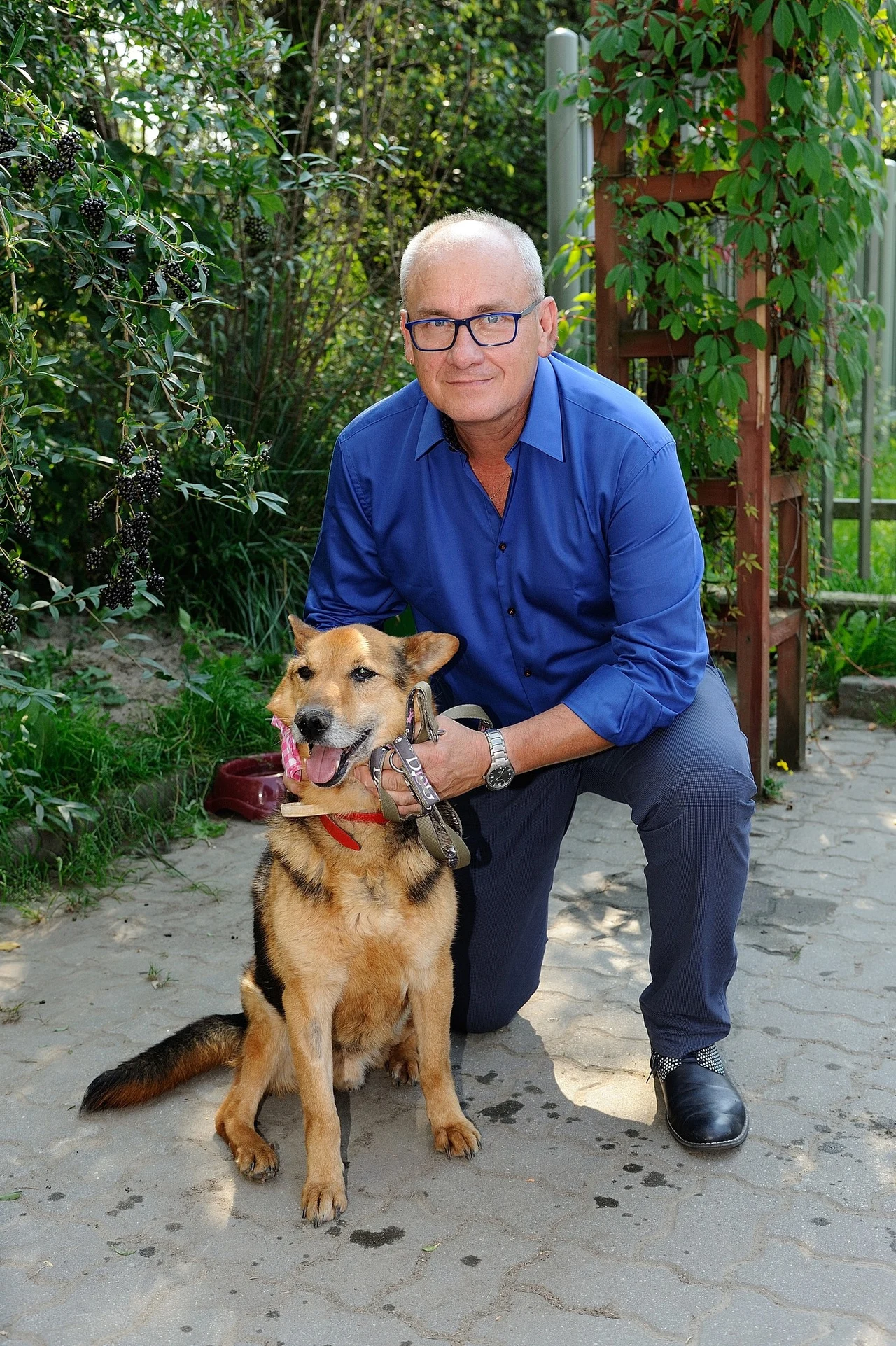 Michał Olszański z jednym ze swoich psów