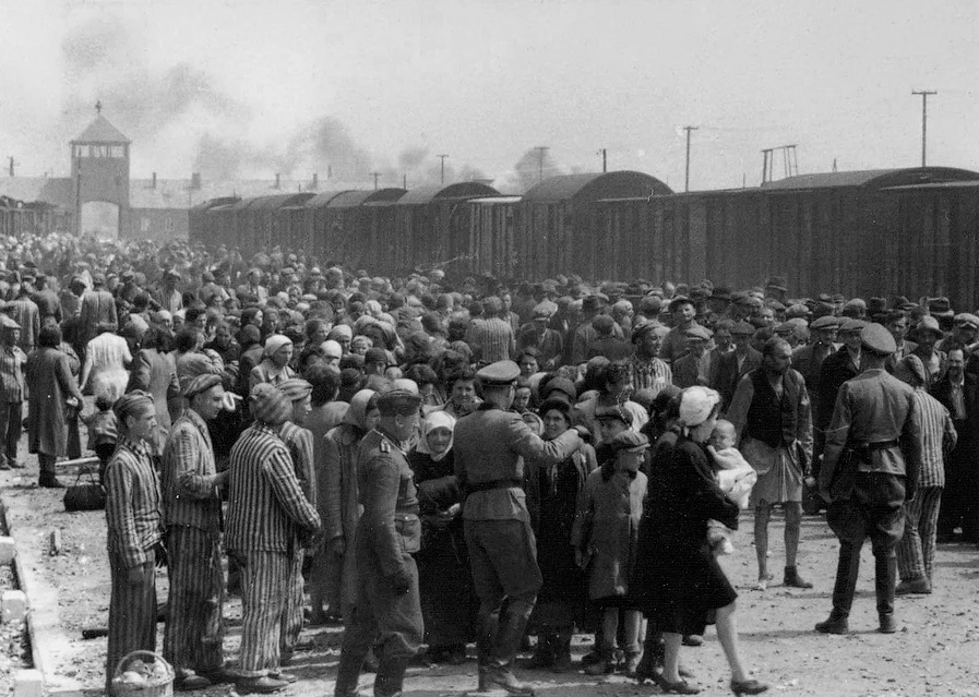 Selekcja więźniów na rampie kolejowej obozu Birkenau