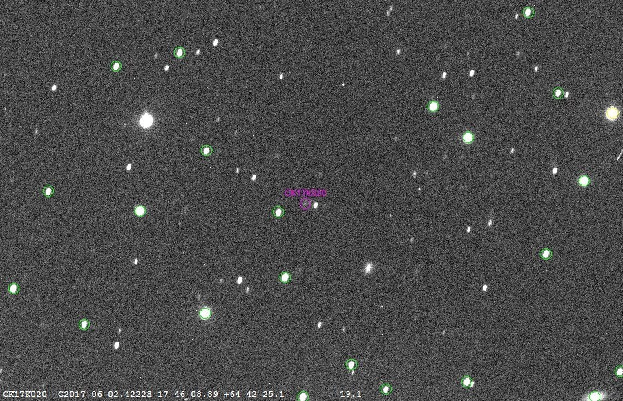 Słaby ślad komety C/2017 K2 (PANSTARRS) 