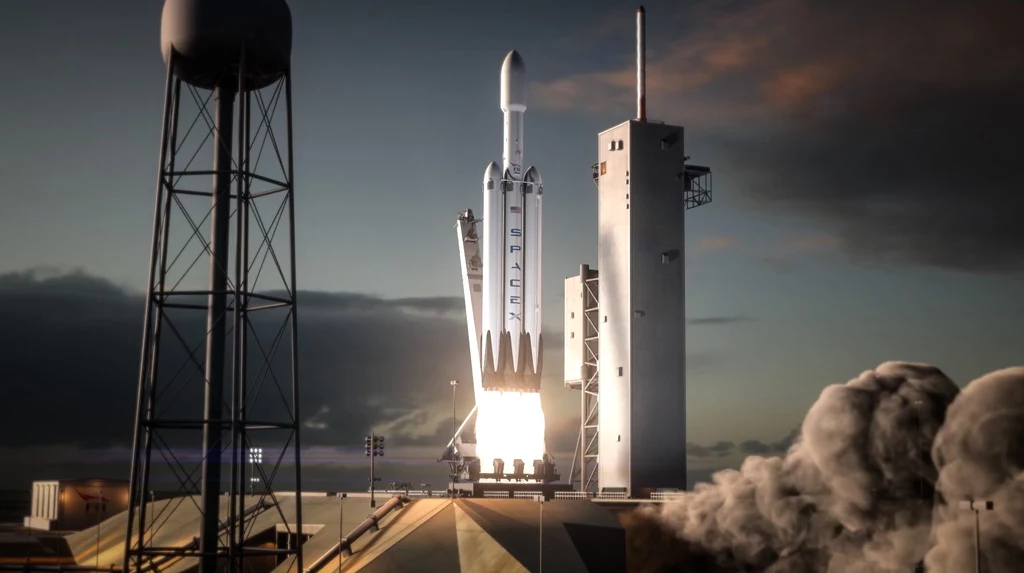 Start Falcon Heavy - kadr z animacji