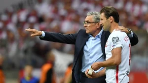 Trener reprezentacji Polski Adam Nawałka i Grzegorz Krychowiak