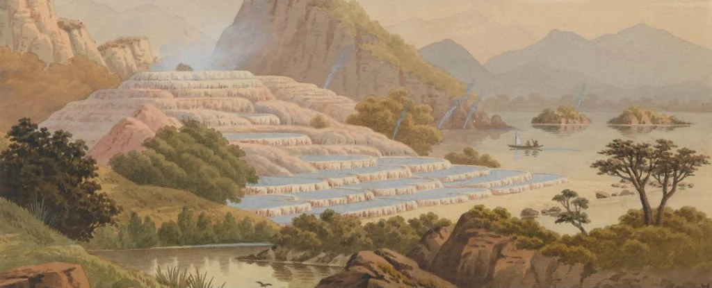 Tak kiedyś mogły wyglądać białe i różowe tarasy Nowej Zelandii Tak kiedyś mogły wyglądać białe i różowe tarasy Nowej Zelandii