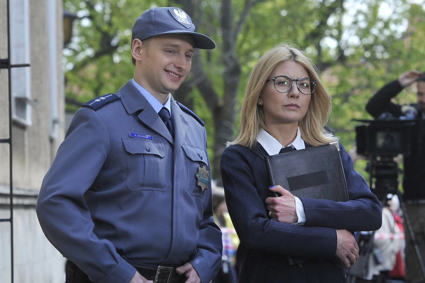 Bartłomiej Firlet Edyta Olszówka na planie Bartłomiej Firlet Edyta Olszówka na planie