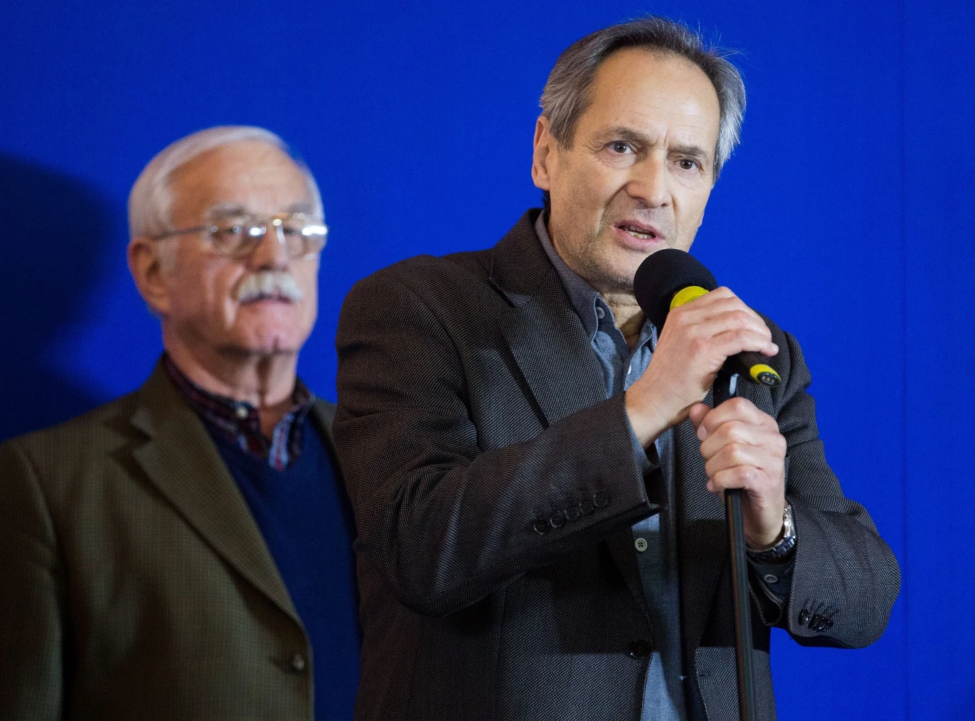 Jerzy Zelnik i Jan Pietrzak. Prezentacja Komitetu Honorowego Marszu w Obronie Demokracji i Wolności Mediów organizowanego przez PiS Jerzy Zelnik i Jan Pietrzak. Prezentacja Komitetu Honorowego Marszu w Obronie Demokracji i Wolności Mediów organizowanego przez PiS