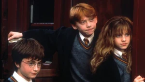 Daniel Radcliffe, Rupert Grint i Emma Watson w filmie "Harry Potter i Kamień Filozoficzny" (2001)