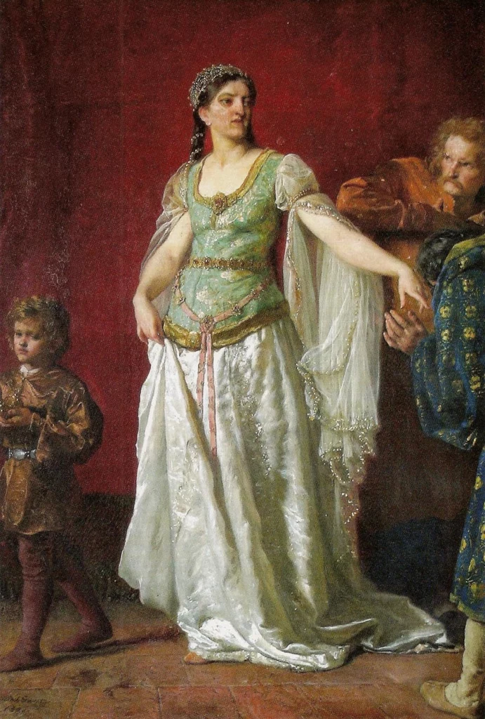 Pierwsza polska królowa na obrazie Wojciecha Gersona (źródło: domena publiczna)