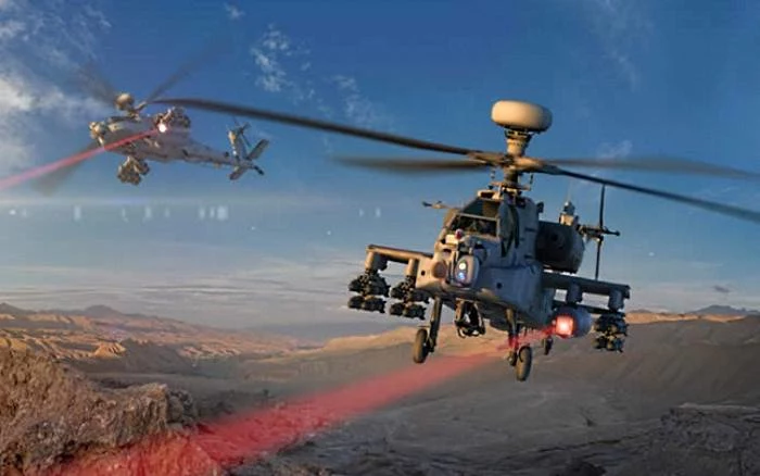 Apache uzbrojone w działo laserowe. Fot. Raytheon