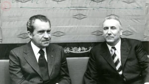 Prezydent USA Richard Nixon z I sekretarzem KC PZPR Edwardem Gierkiem, 31 maja 1972 r. fot. Archiwum Akt Nowych
