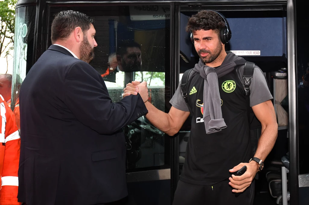 Diego Costa przed meczem z West Bromwich Albion, w którym Chelsea Londyn zapewniła sobie mistrzostwo Anglii