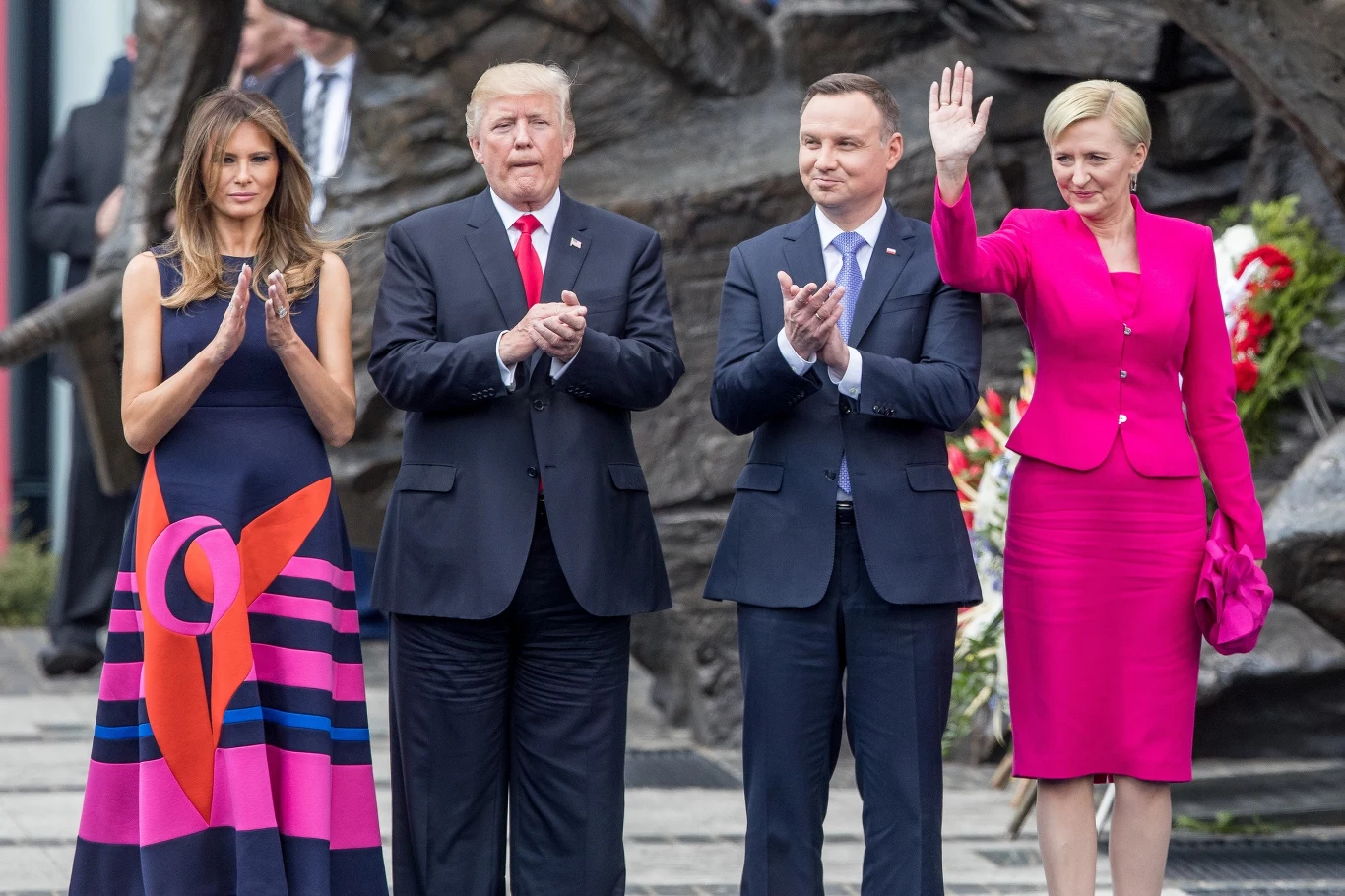Donald Trump i Andrzej Duda z żonami Donald Trump i Andrzej Duda z żonami