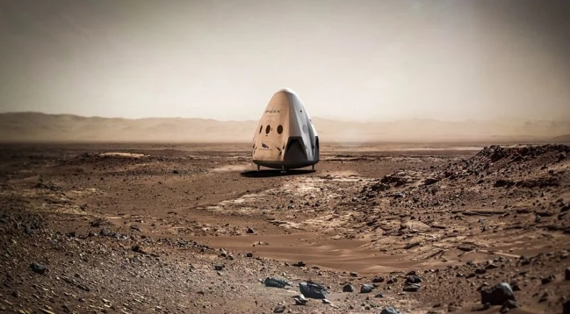 Kapsuła Red Dragon na powierzchni Marsa / Fot. SpaceX Kapsuła Red Dragon na powierzchni Marsa / Fot. SpaceX