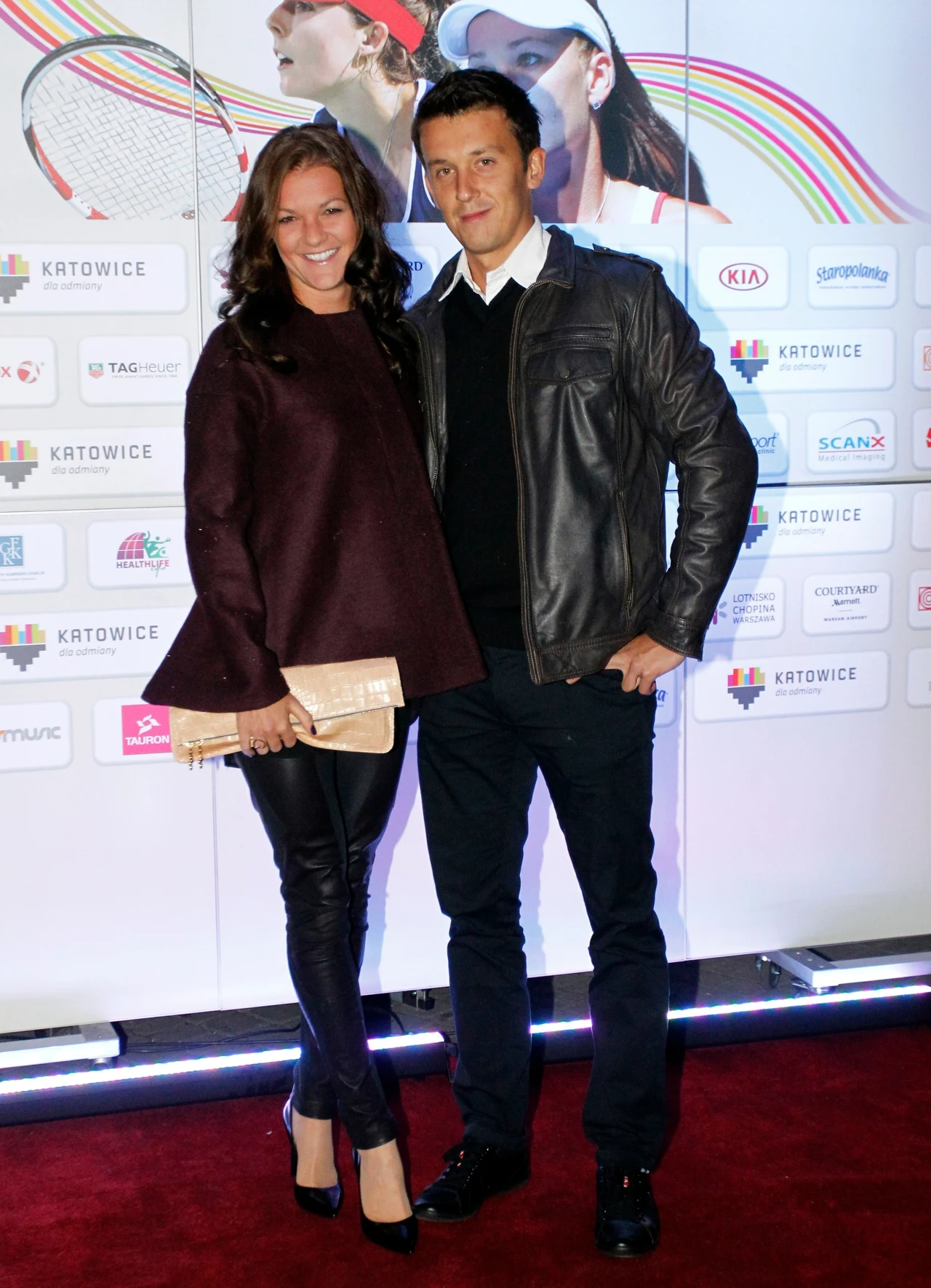Agnieszka Radwańska i Dawid Celt podczas Players Party Katowice Open 2015