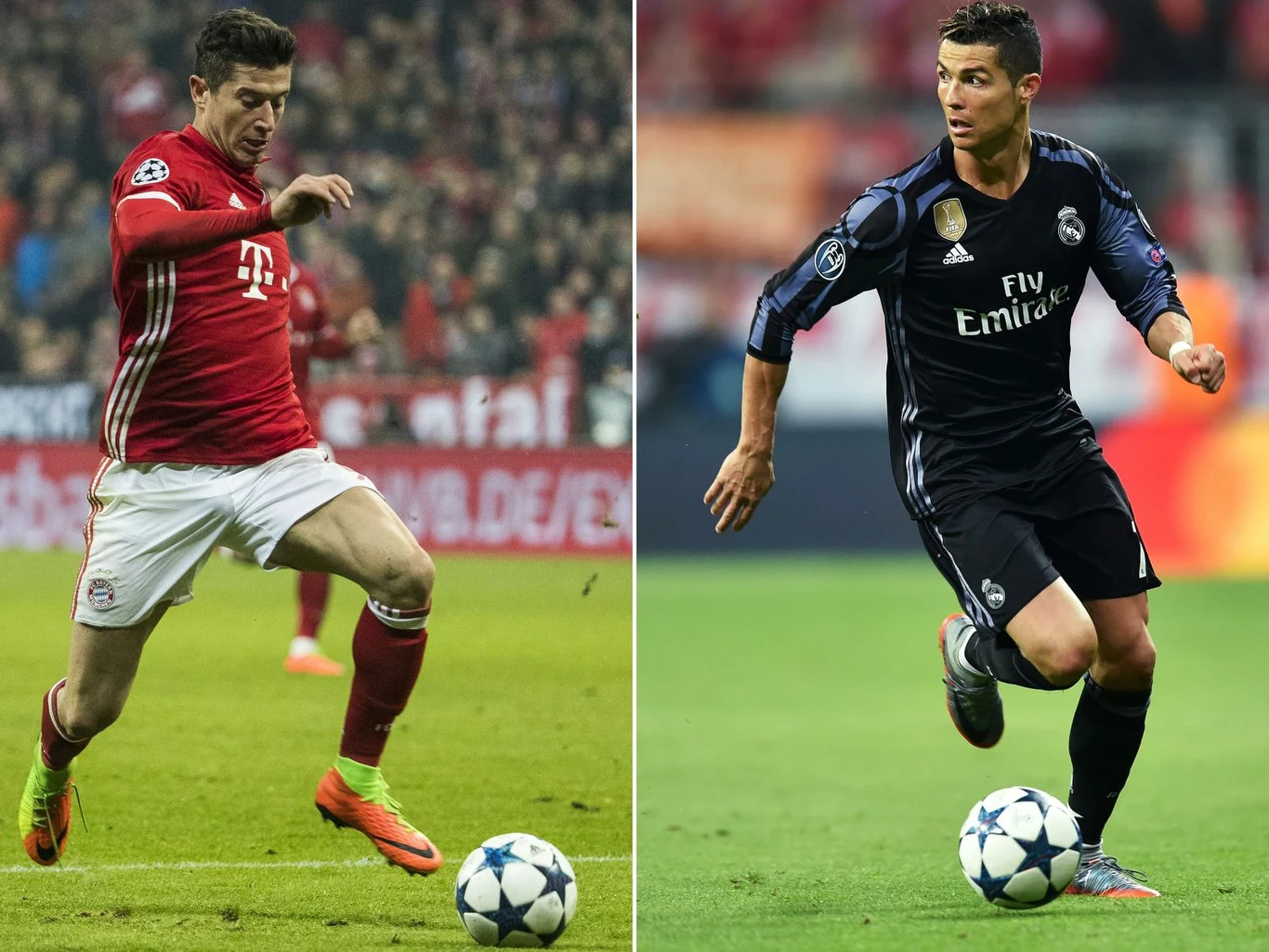 Robert Lewandowski (L) i Cristiano Ronaldo
