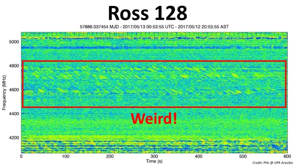 Zapis "dziwnego sygnału" z Ross 128