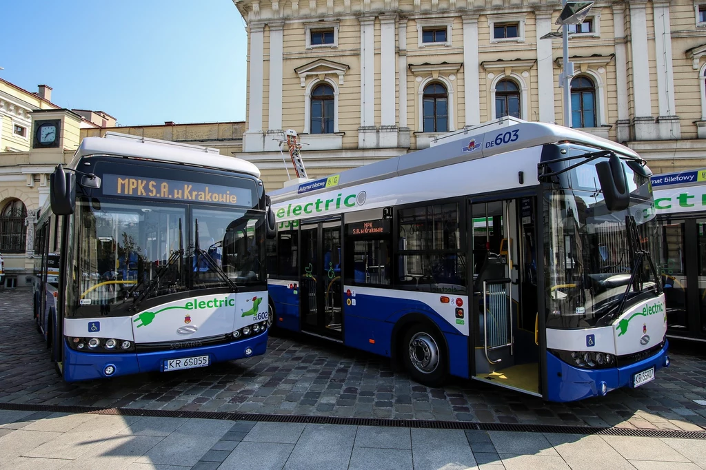 Elektryczne Solarisy (wcześniejsze modele) można zobaczyć na przykład na ulicach Krakowa