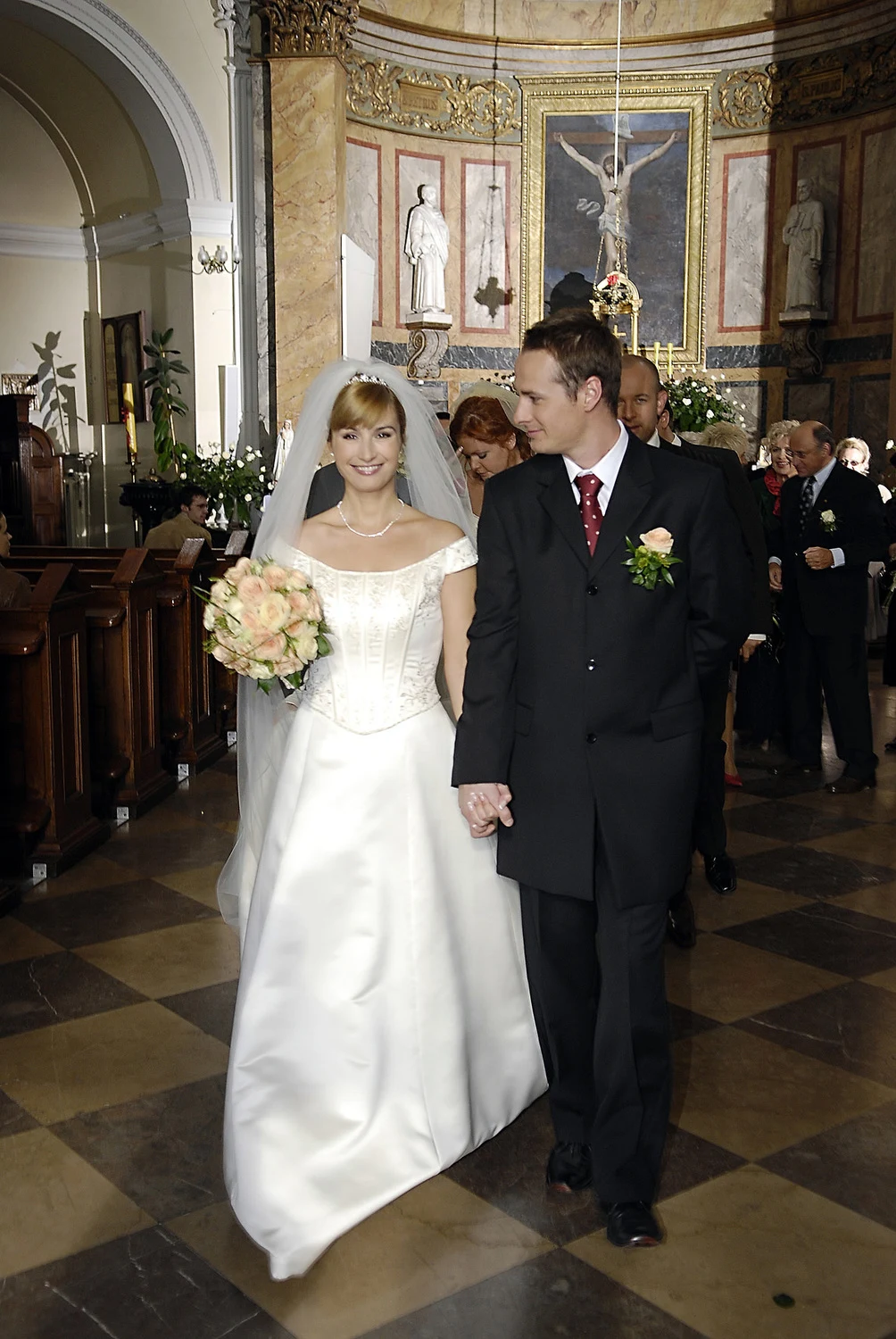 Joanna Brodzik i Paweł Małaszyński na planie "Magdy M." Joanna Brodzik i Paweł Małaszyński na planie "Magdy M."