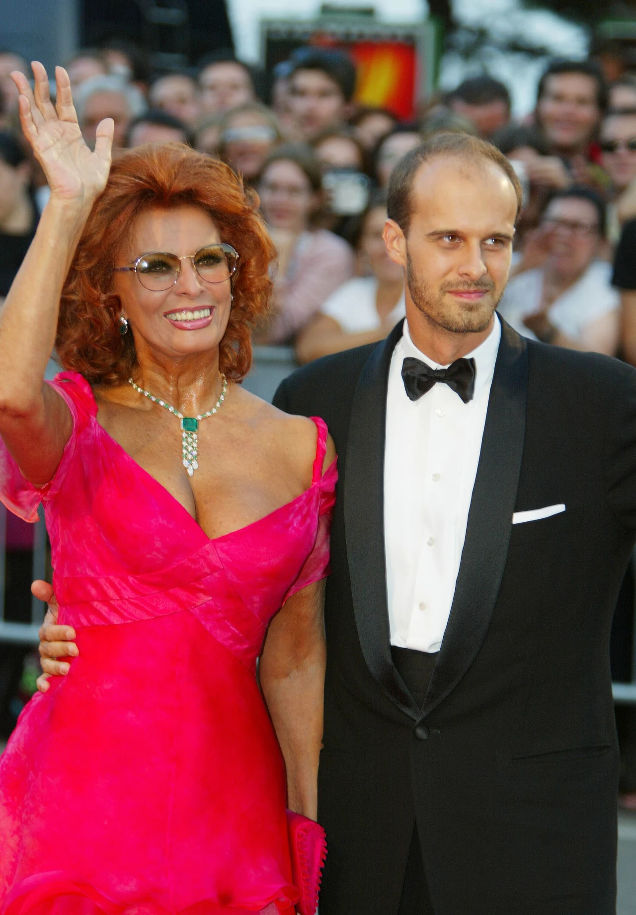 Sophia Loren i jej syn Edourdo Ponti na festiwalu w Wenecji (2002)