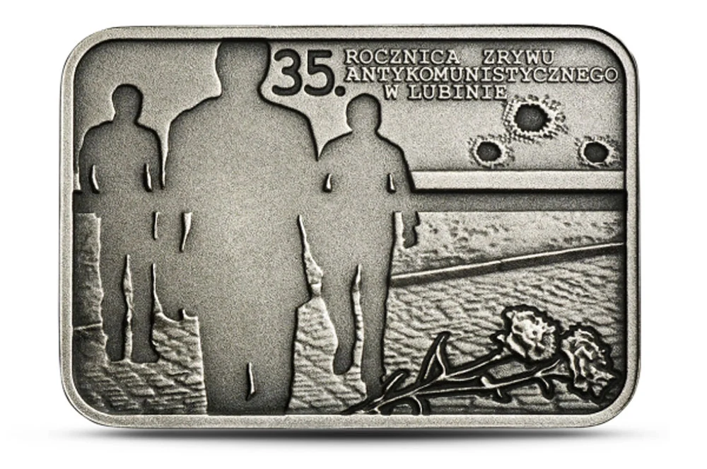Moneta "35. rocznica zrywu antykomunistycznego w Lubinie" (rewers)