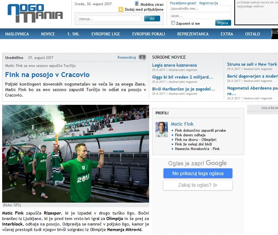 Matic Fink na celowniku Cracovii - informuje słoweński portal nogomania.com