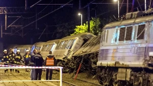 Miejsce zderzenia pociągu osobowego TLK Pogoria relacji Gdynia Główna - Bielsko Biała z pociągiem towarowym, do którego doszło w miejscowości Smętowo Graniczne