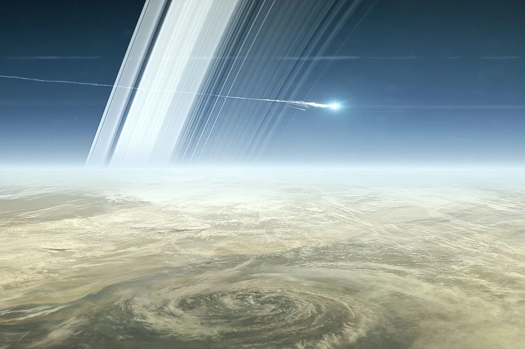 Sonda Cassini wchodzi w atmosferę Saturna - wizualizacja