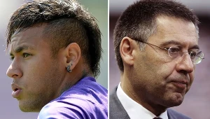 Neymar (z lewej) i prezes Barcelony Josep Maria Bartomeu