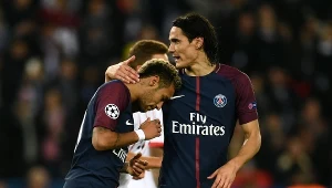 Neymar i Edinson Cavani podczas meczu z Bayernem Monachium