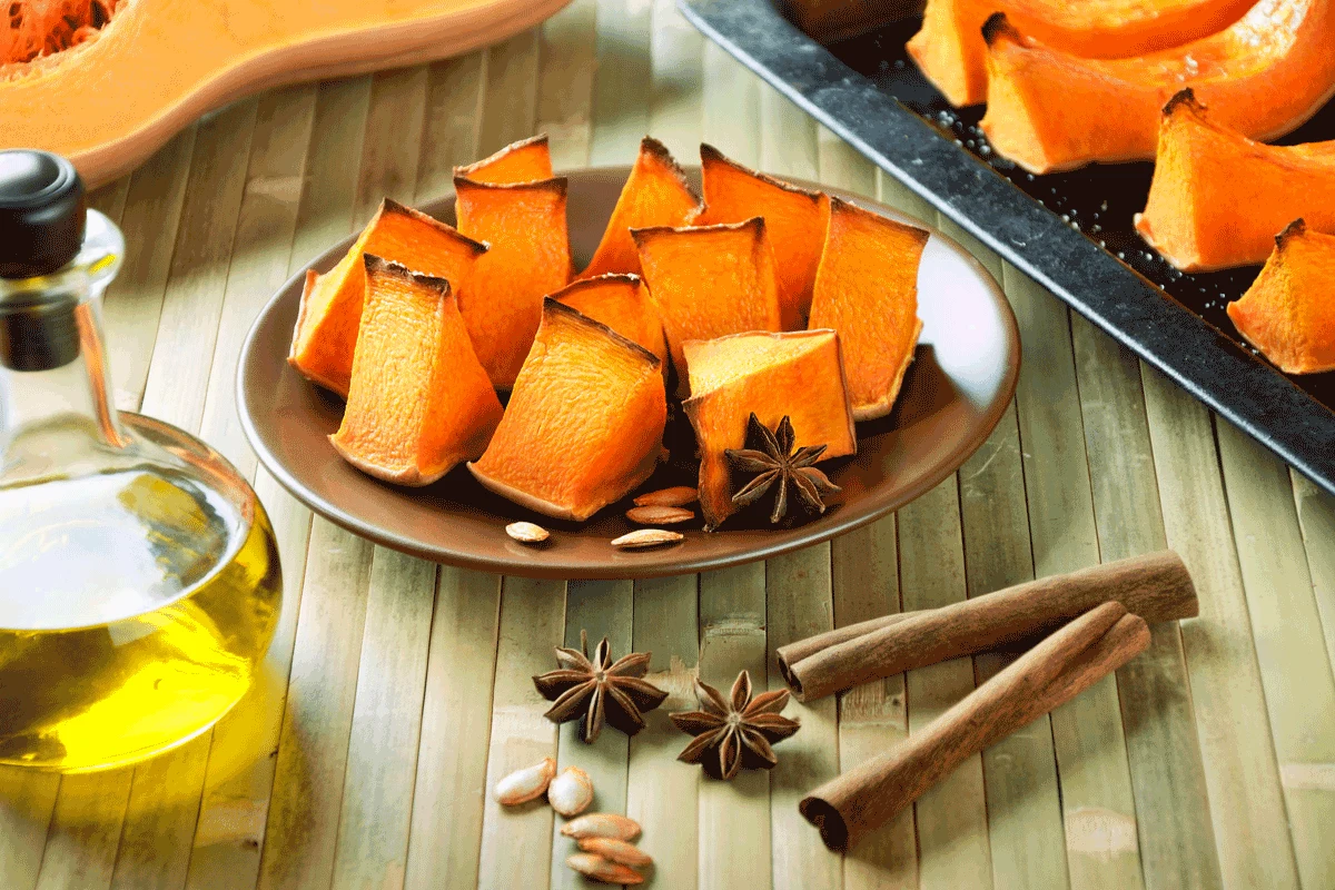 Pieczona dynia z dodatkiem przypraw.