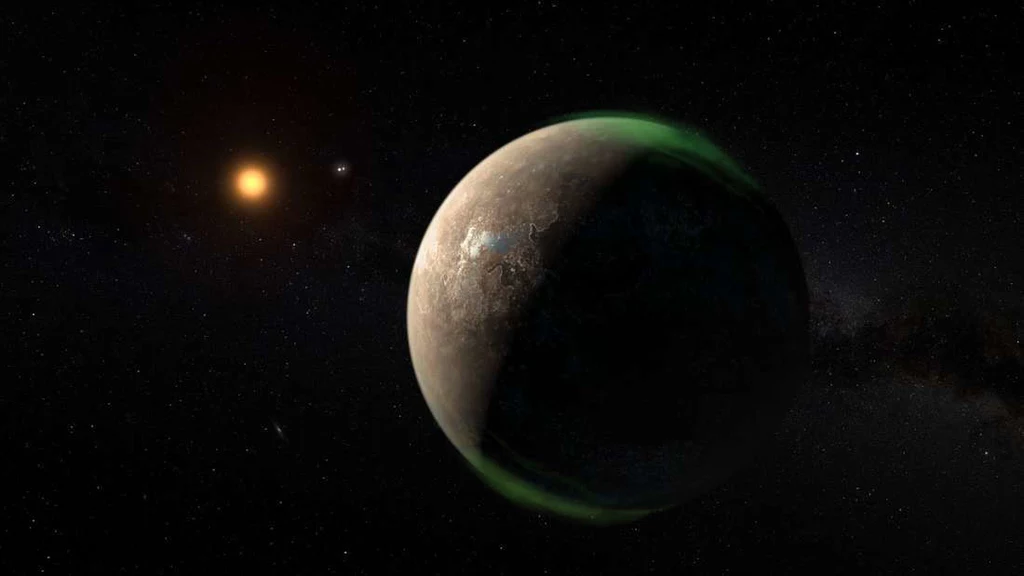 Wizja artystyczna zorzy na Proxima b