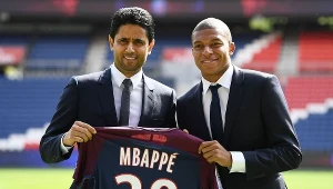 Nasser Al-Khelaifi z Kylianem Mbappe