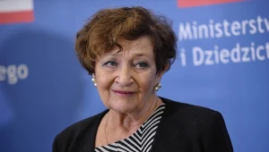 Ewa Dałkowska podczas uroczystości wręczenia jej medalu Zasłużony Kulturze Gloria Artis
