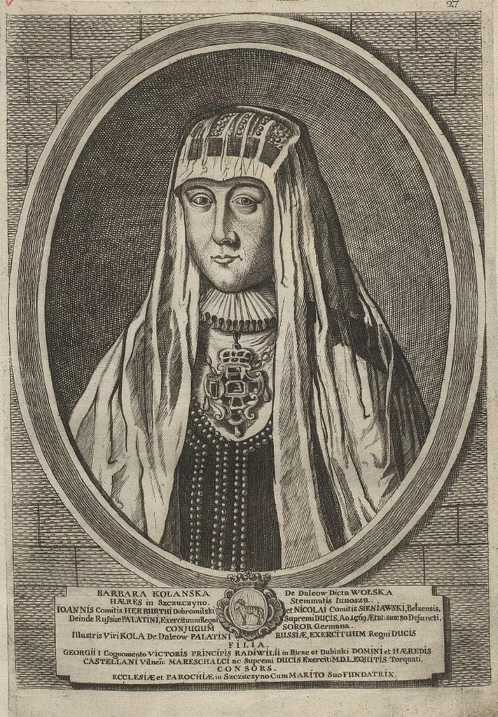 Matka Barbary Radziwiłłówny, Barbara Kolanka, na XVIII-wiecznej rycinie (domena publiczna)