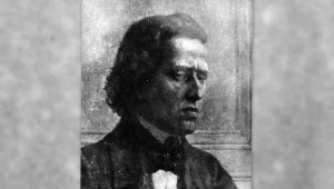 Wizerunek kompozytora będący reprodukcją fragmentu obrazu pędzla Ludomira Sleńdzińskiego (1951?)