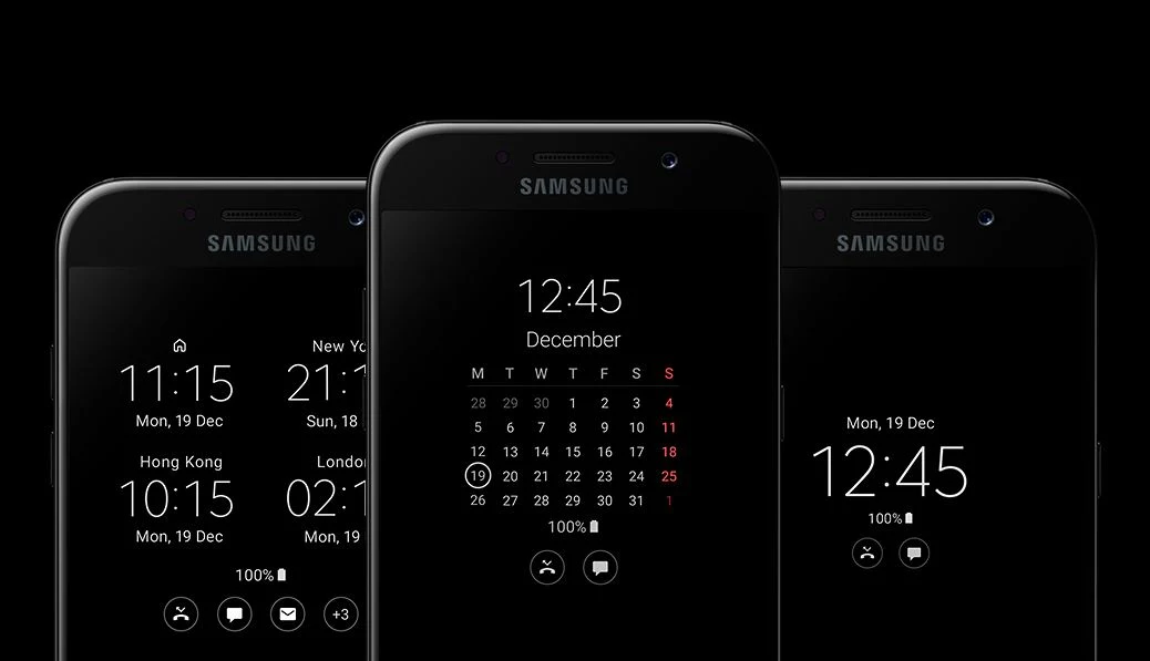 Na wygaszonym ekranie może być pokazywana godzina, kalendarz i ikonki powiadomień Na wygaszonym ekranie może być pokazywana godzina, kalendarz i ikonki powiadomień