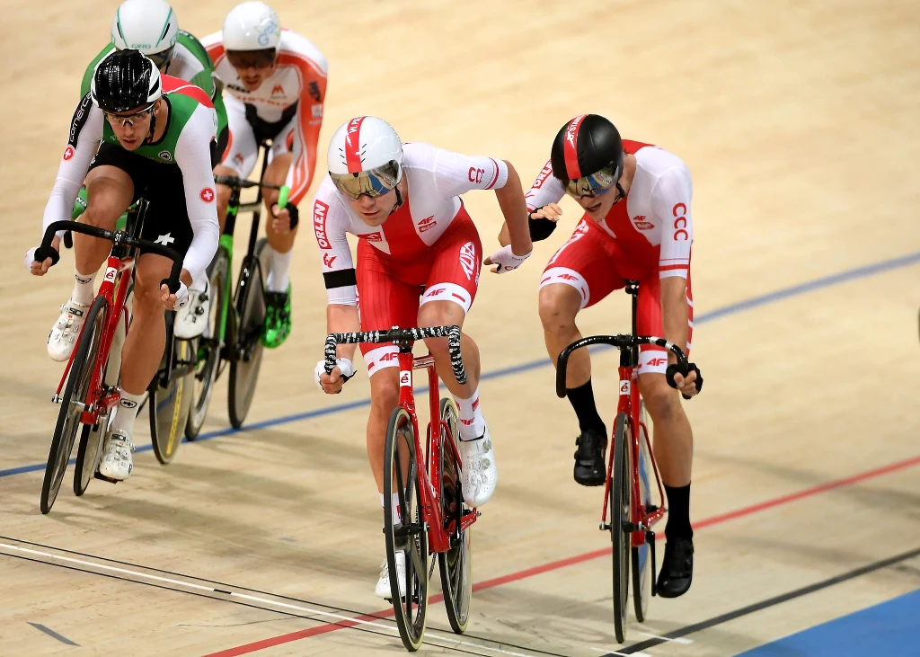 Wojciech Pszczolarski (2P) i Daniel Staniszewski (P) w wyścigu madison Wojciech Pszczolarski (2P) i Daniel Staniszewski (P) w wyścigu madison