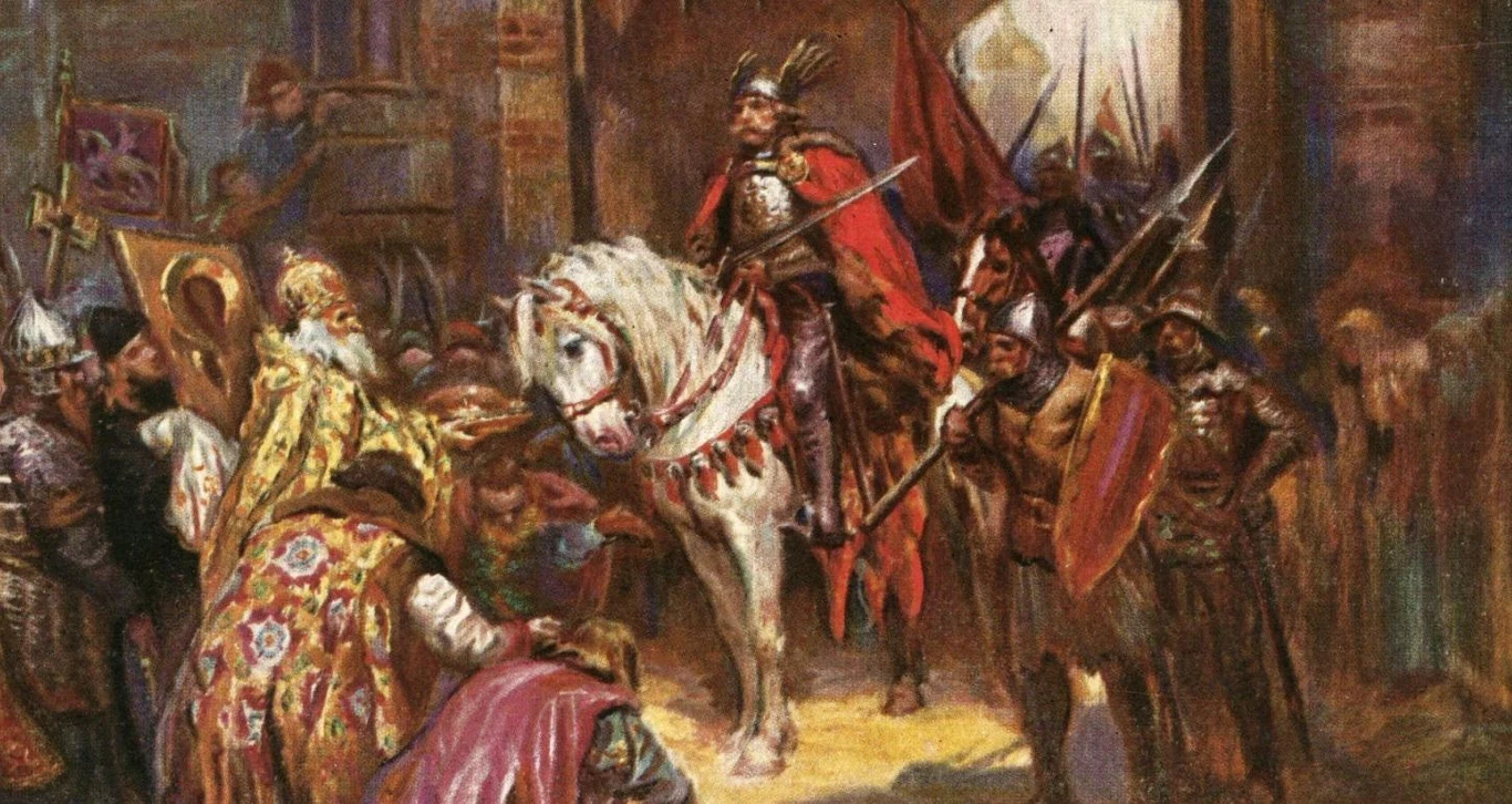 Bolesław Chrobry wjeżdża triumfalnie do Kijowa. Obraz Konstantego Górskiego Bolesław Chrobry wjeżdża triumfalnie do Kijowa. Obraz Konstantego Górskiego