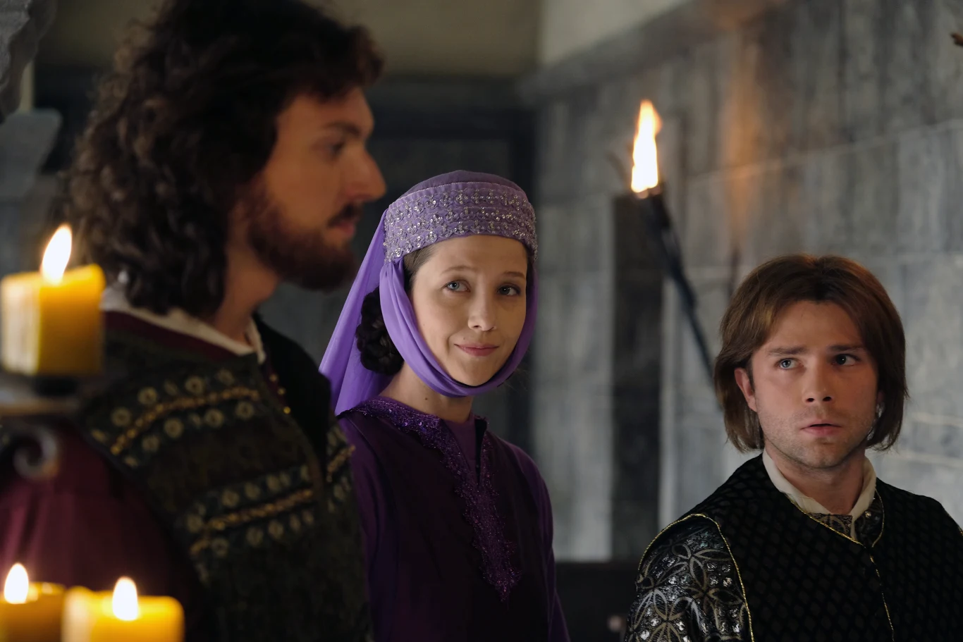 Mateusz Król (Kazimierz Wielki), Anna Grycewicz (Kunegunda) i Andrzej Popiel (Bolko) 