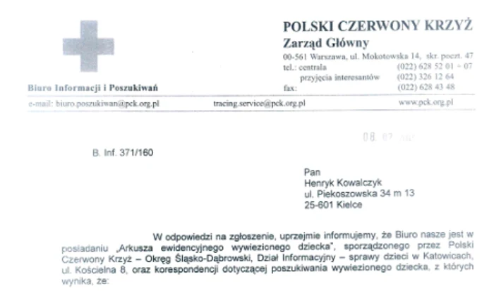 Henryk Kowalczyk składał zapytania do Międzynarodowego Czerwonego Krzyża Henryk Kowalczyk składał zapytania do Międzynarodowego Czerwonego Krzyża