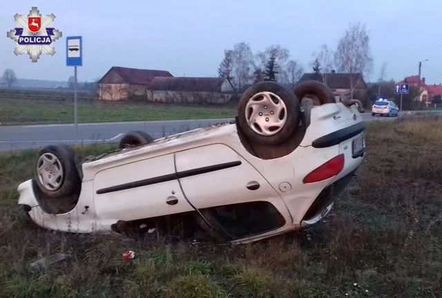 Najechał na martwą sarnę, wylądował na dachu