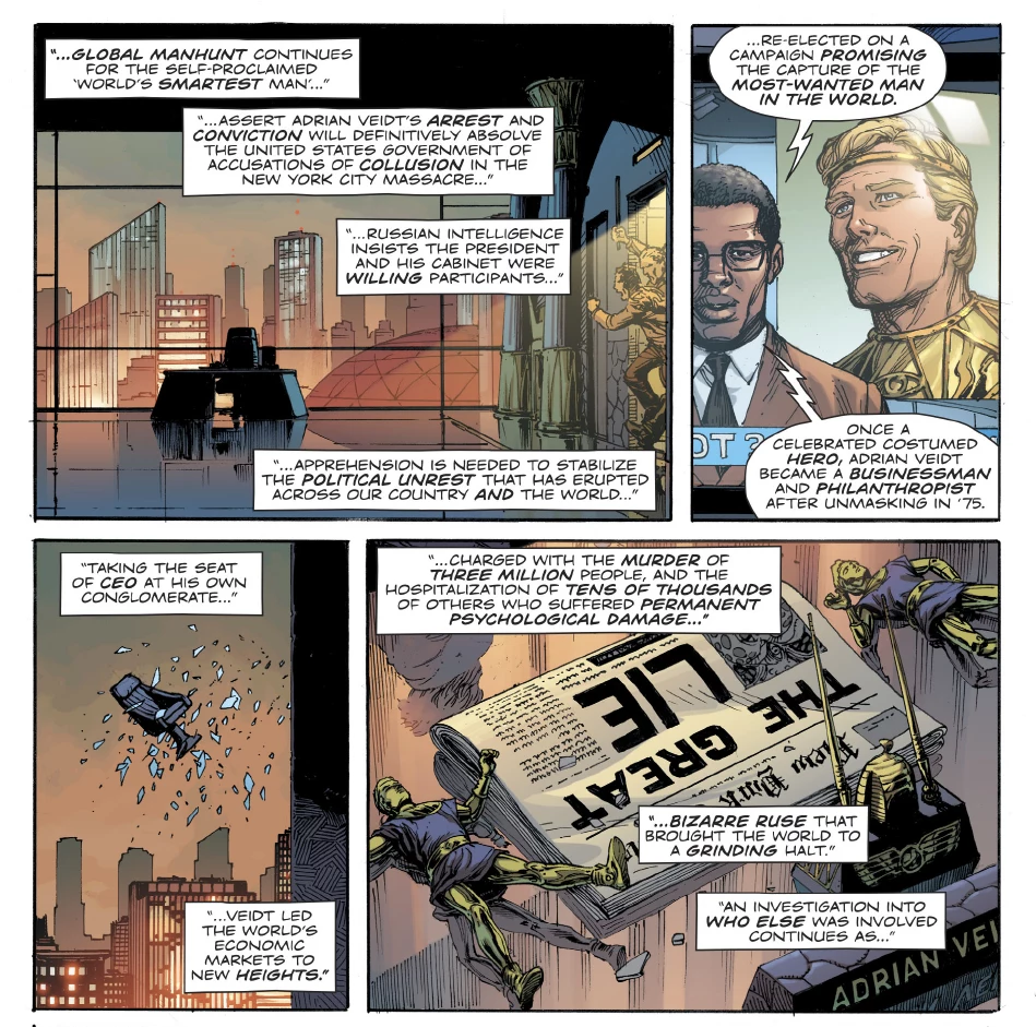 Pierwszy numer „Doomsday Clock” zaostrza nam apetyt, wywołuje niepokój i zapowiada dużo więcej Pierwszy numer „Doomsday Clock” zaostrza nam apetyt, wywołuje niepokój i zapowiada dużo więcej
