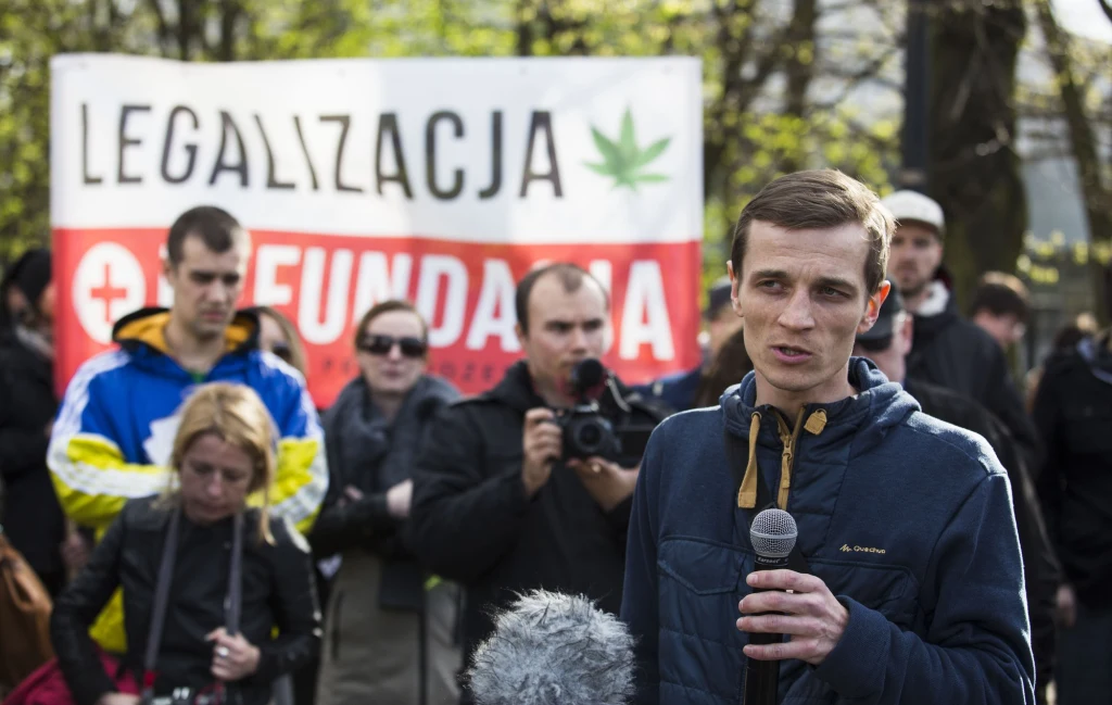 Jakub Gajewski podczas manifestacji Jakub Gajewski podczas manifestacji