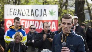 Jakub Gajewski podczas manifestacji
