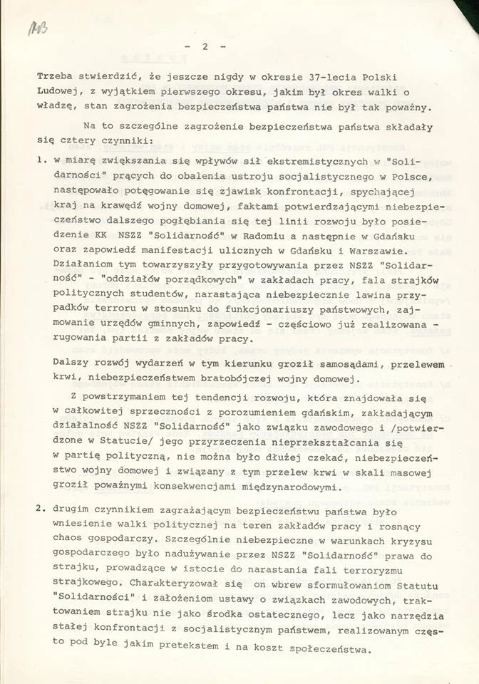 "Przesłanki wprowadzenia stanu wojennego w PRL"