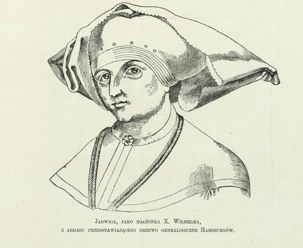 Jadwiga jako małżonka księcia Wilhelma. Przerysowana podobizna z drzewa genealogicznego Habsburgów (domena publiczna)