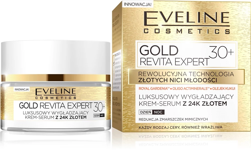 Luksusowy wygładzający krem - serum Gold Lift Expert 30+ Eveline cosmetics