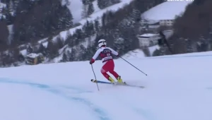Paweł Babicki na jednej narcie na trasie zjazdu w Bormio