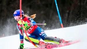 Mikaela Shiffrin na trasie slalomu w Kranjskiej Gorze